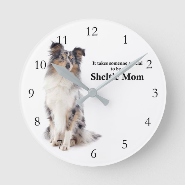 Blue Merle Sheltie Mom Wall Clock (Front)