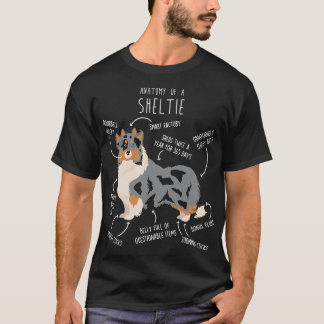 Blue Merle Sheltie Shetland Sheepdog Anatomy 2 T-Shirt