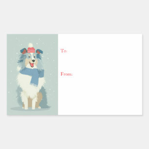 Blue Merle Sheltie Winter Gift Sticker