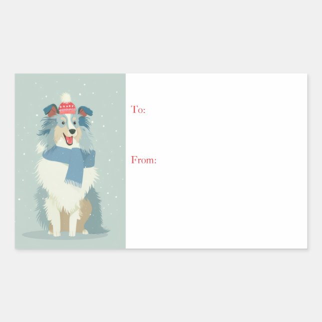 Blue Merle Sheltie Winter Gift  Sticker (Front)