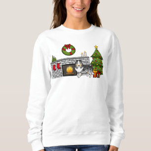 Blue Merle Shetland Sheepdog In A Christmas Room Sweatshirt