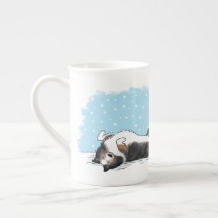 Blue Merle Shetland Sheepdog Sheltie Dog Holiday Bone China Mug