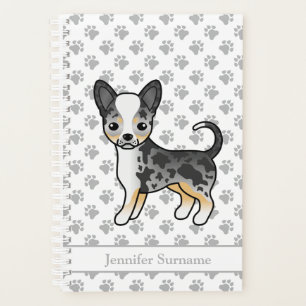 Blue Merle Smooth Coat Chihuahua Dog & Custom Text Planner