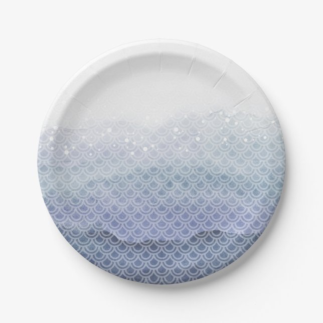 Blue Mermaid Birthday Party Paper Plates (Front)