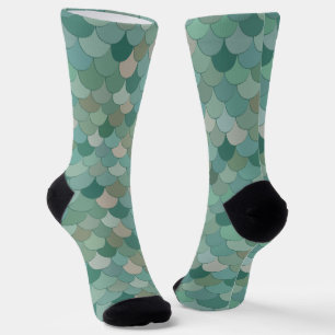Blue Mermaid Merman Fish Scales Pattern Socks