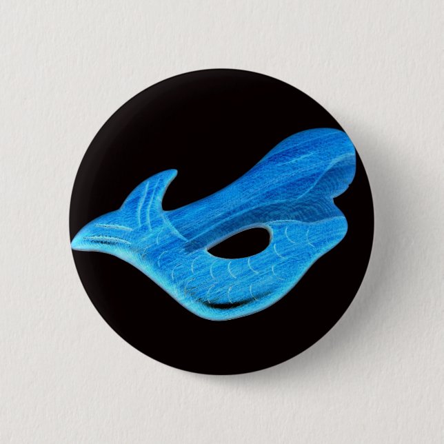 blue mermaid on black button (Front)