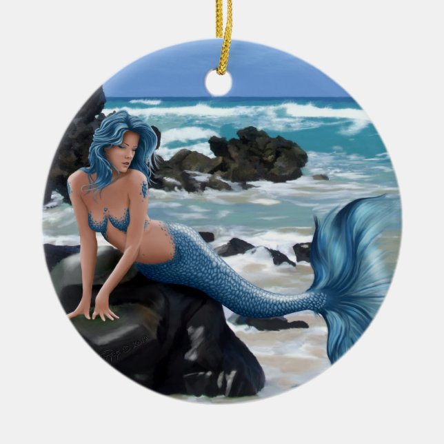 Blue Mermaid Ornament (Front)