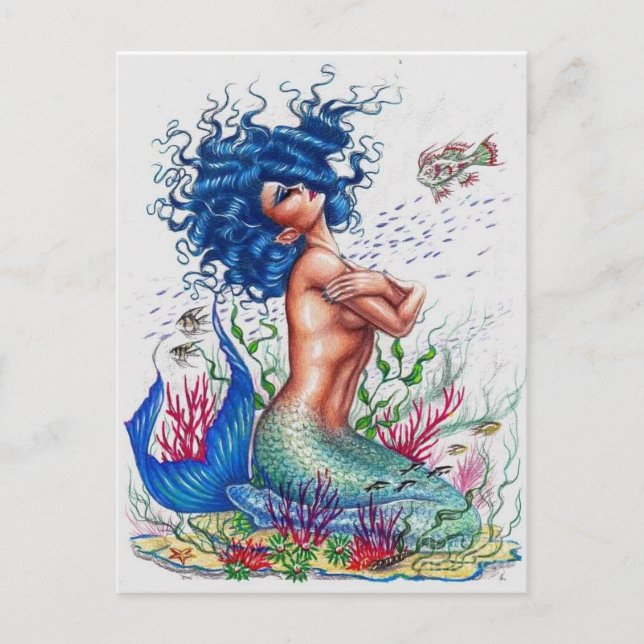 Blue mermaid postcard (Front)