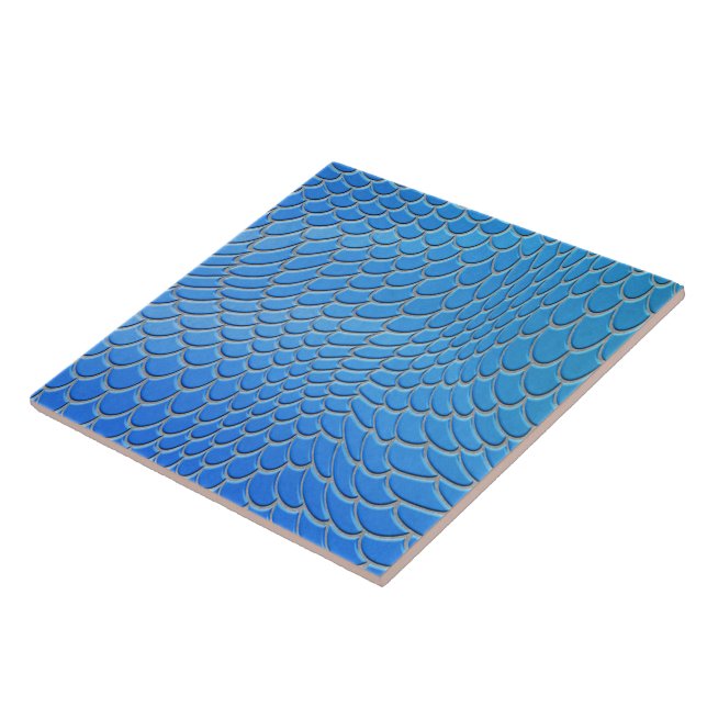 Blue mermaid scales, fish scale tile (Side)
