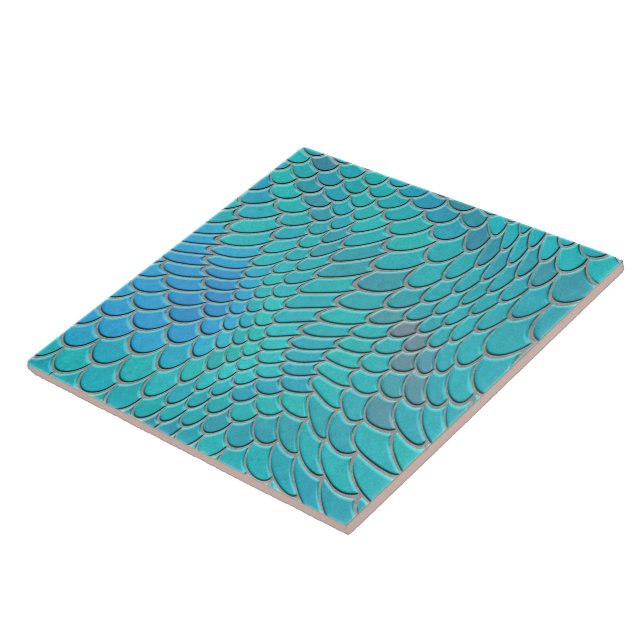 Blue mermaid scales, fish scale tile (Side)