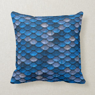 Blue Mermaid Scales Throw Pillow