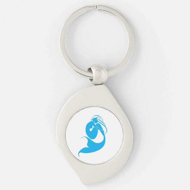 Blue Mermaid Silhouette Logo Keychain (Front)