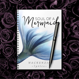 Blue Mermaid Soul   Glitzy Glam Princess Turquoise Notebook