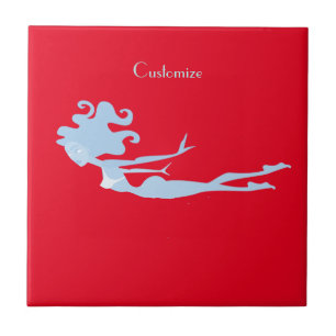 Blue Mermaid Swimmer Thunder_Cove Tile