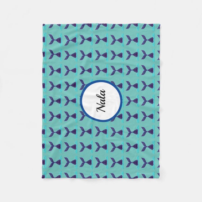 Blue Mermaid Tail Fleece Blanket (Front)