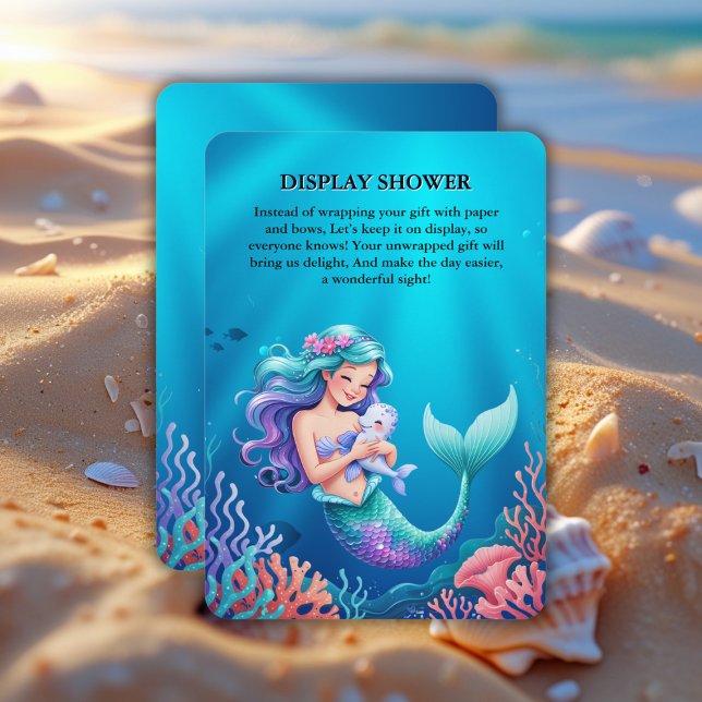 Blue Mermaid Under the Sea Baby Shower Enclosure Card (Creator Uploaded)