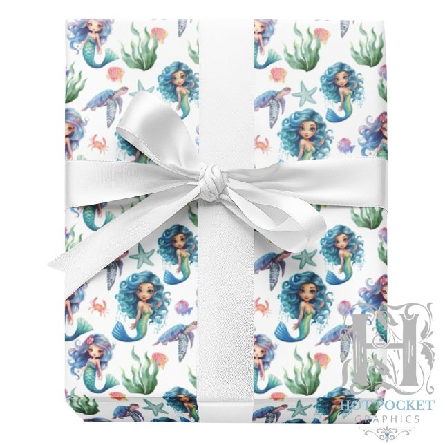 Blue Mermaid Wrapping Paper (Creator Uploaded)