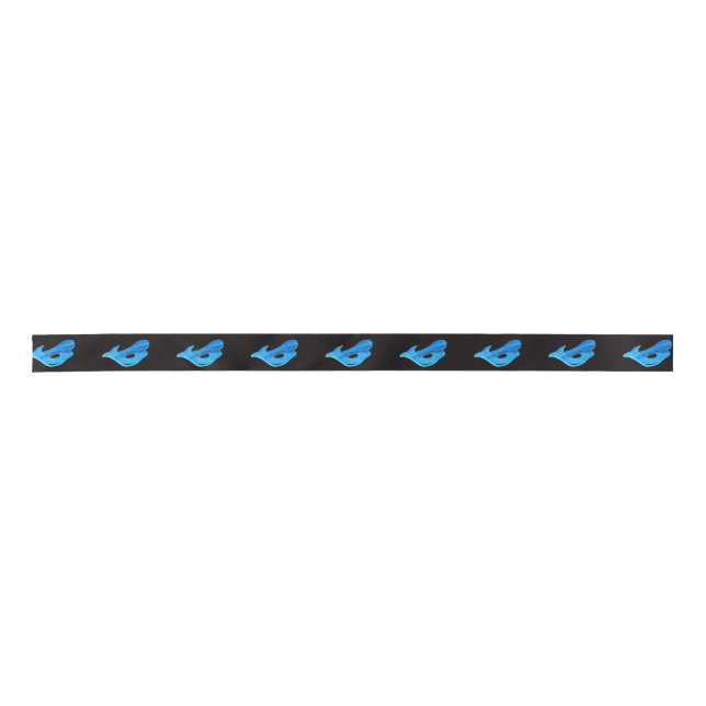blue mermaids on black satin ribbon (Front)