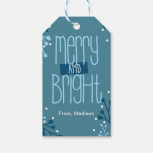 Blue Merry and Bright Holiday Git Tag