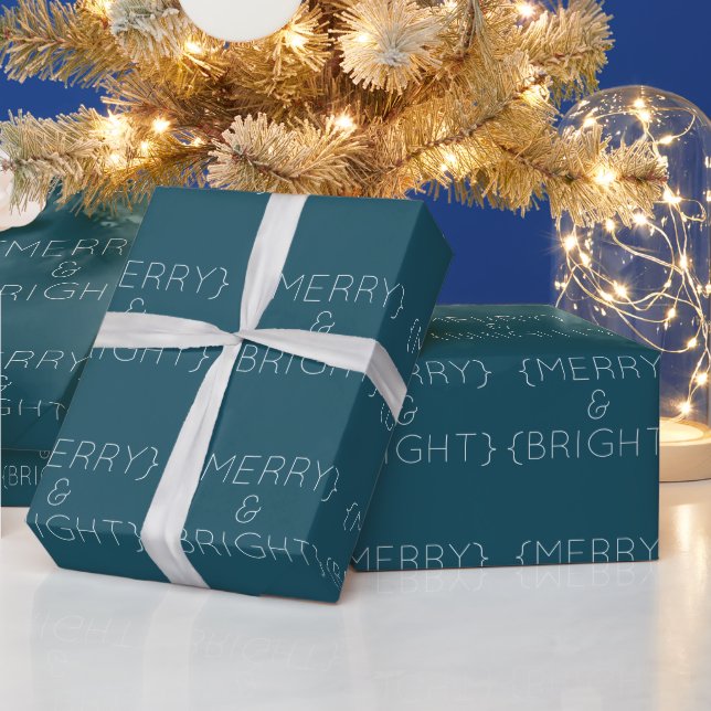 Blue Merry and Bright Wrapping Paper (Holidays)