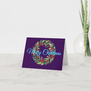 Blue Merry Christmas Hand Scribble Personalize Thank You Card