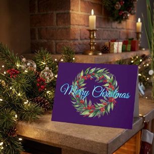 Blue Merry Christmas Hand Scribble Personalize Thank You Card