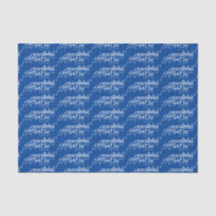 Blue Merry Christmas Happy New Year Tissue Paper