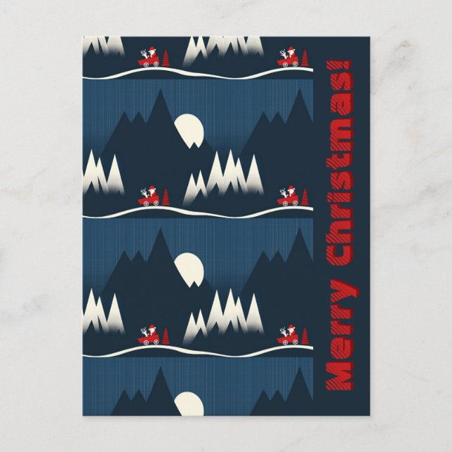 Blue Merry Christmas Postcard (Front)