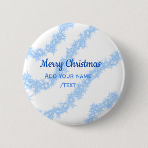 Blue merry christmas sparkle glitter lines add nam 2 inch round button