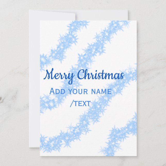Blue merry christmas sparkle glitter lines add nam holiday card (Front)