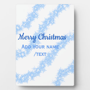 Blue merry christmas sparkle glitter lines add nam plaque