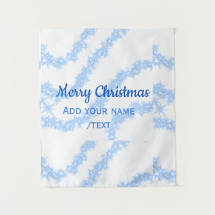 Blue merry christmas sparkle glitter lines add nam tapestry
