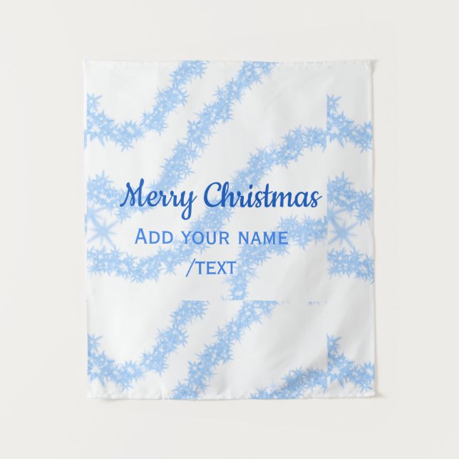 Blue merry christmas sparkle glitter lines add nam tapestry (Front)