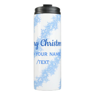 Blue merry christmas sparkle glitter lines add nam thermal tumbler