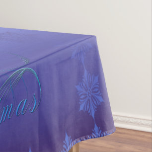 Blue Merry Christmas Tablecloth