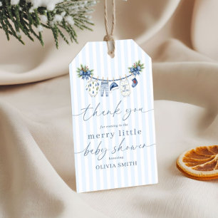 Blue Merry Little Baby Shower Boy Clothesline Gift Tags