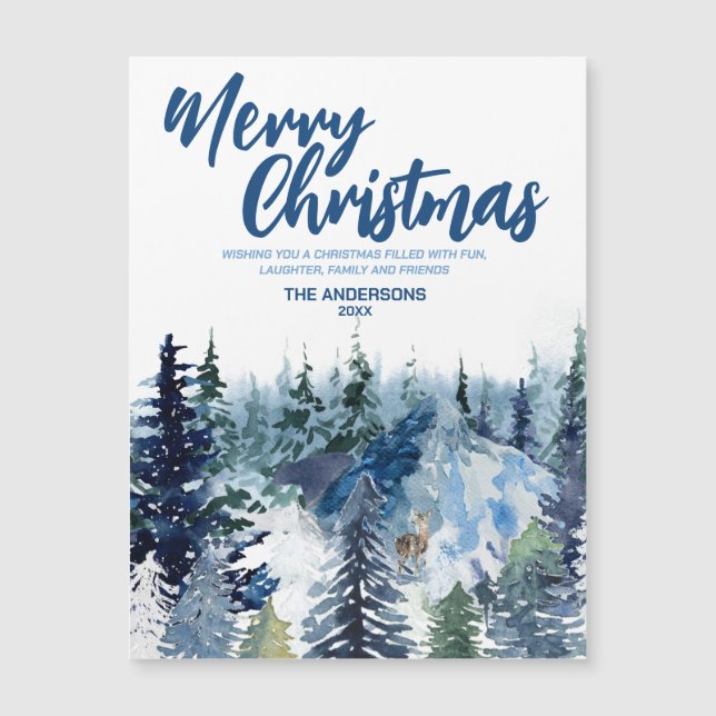 Blue Merry xmas tress forest Modern Holiday (Front)