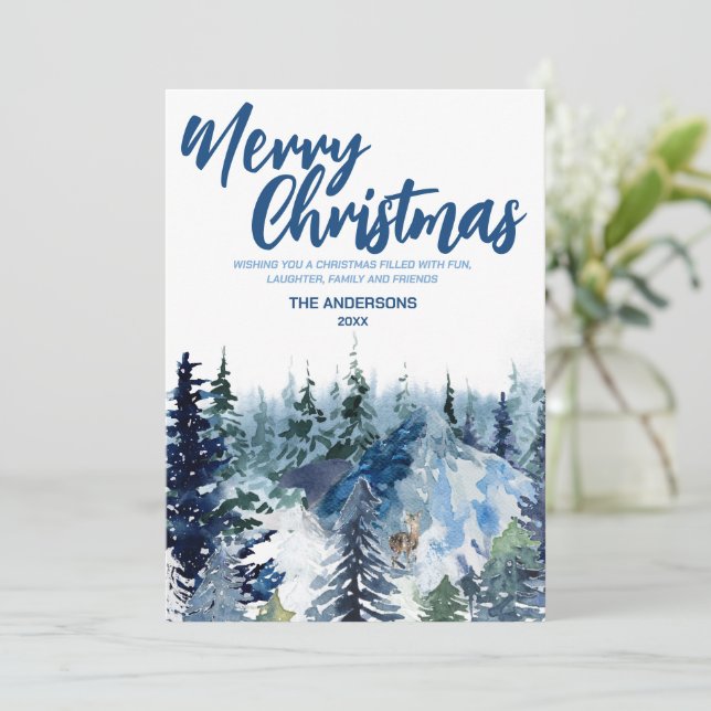 Blue Merry xmas tress forest Modern Holiday (Standing Front)