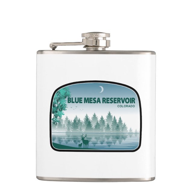 Blue Mesa Reservoir Colorado Deer Hip Flask (Front)