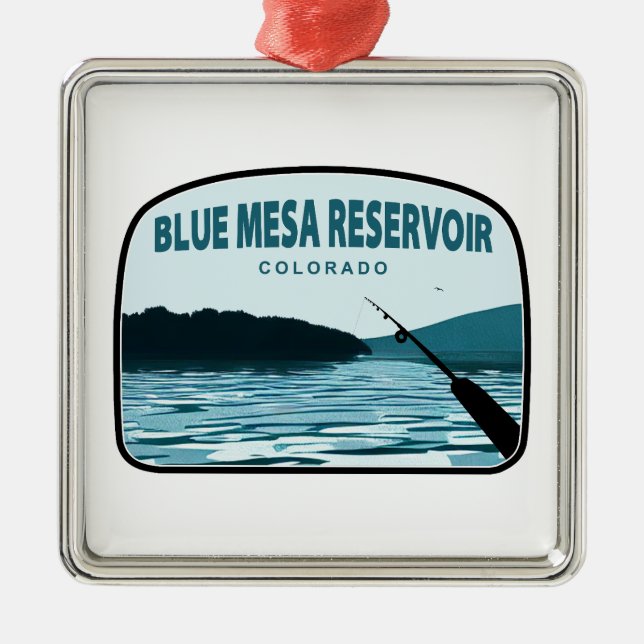 Blue Mesa Reservoir Colorado Fishing Rod Metal Ornament (Front)