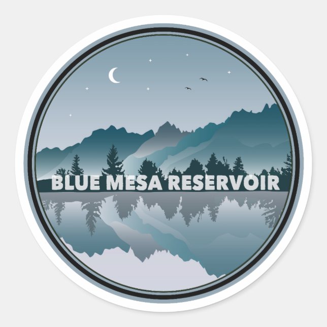 Blue Mesa Reservoir Colorado Reflection Classic Round Sticker (Front)