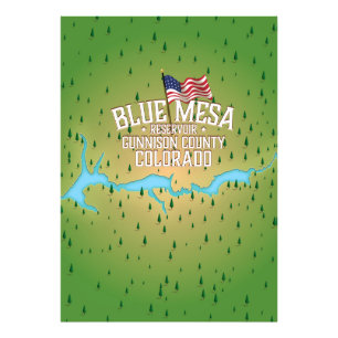 Blue Mesa Reservoir, Gunnison,Gunnison County Map Photo Print