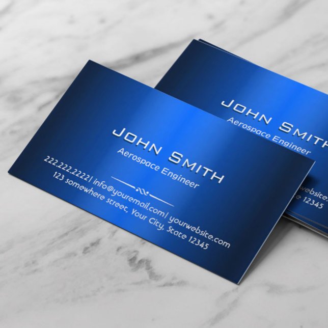 Blue Metal Aerospace Engineer Business Card (Creator Uploaded)