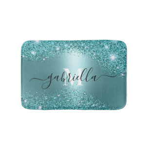 Blue Metal and Glitter Bath Mat