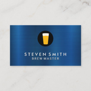 Blue Metal Background Beer Icon Business Card