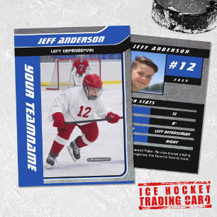 Blue Metal Ice Hockey Trading Card