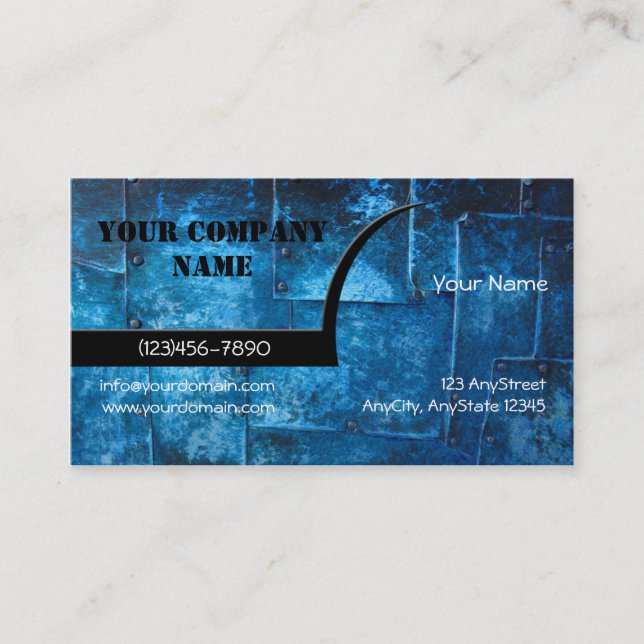 Blue Metal Plates Business Card (Front)