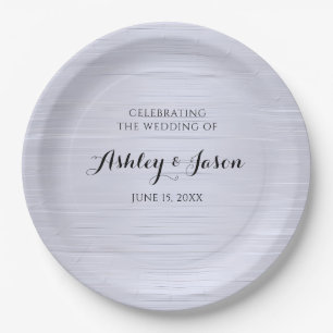 Blue Metal Wedding Paper Plate