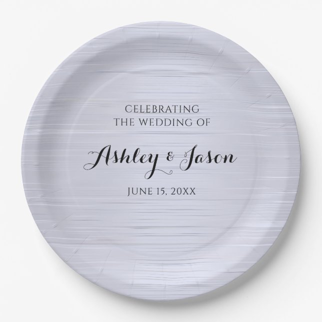 Blue Metal Wedding Paper Plate (Front)
