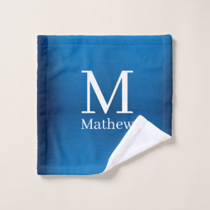 blue metallic abstract shiny monogram name man wash cloth